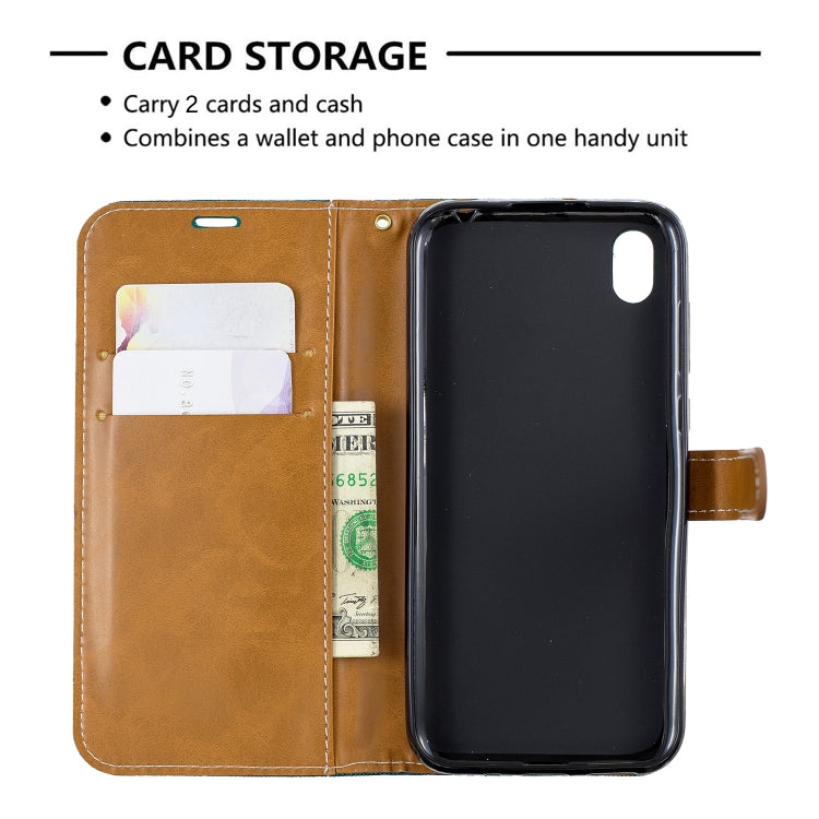 Color Matching Denim Texture Leather Case for Huawei Y5 (2019), with Holder & Card Slots & Wallet & Lanyard