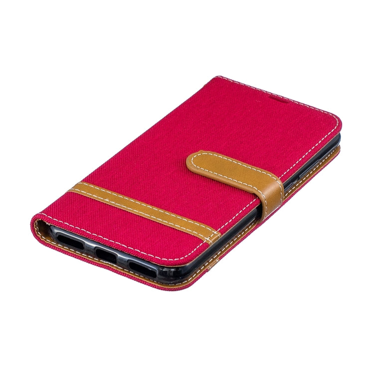 Color Matching Denim Texture Leather Case for Huawei Y6 2019 / Y6 Pro 2019, with Holder & Card Slots & Wallet & Lanyard
