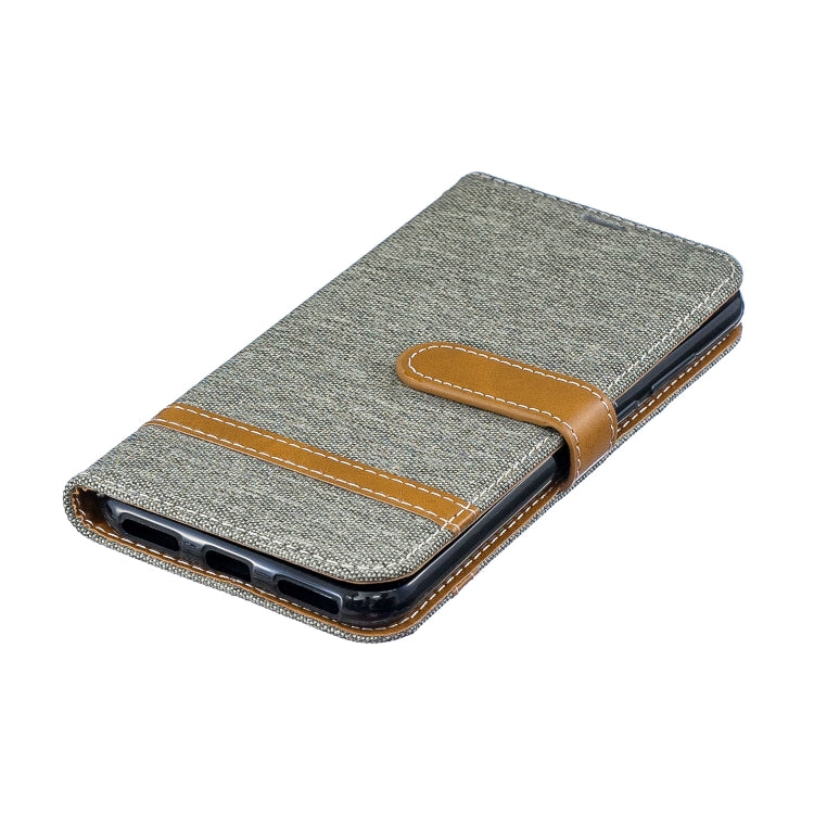 Color Matching Denim Texture Leather Case for Huawei Y6 2019 / Y6 Pro 2019, with Holder & Card Slots & Wallet & Lanyard