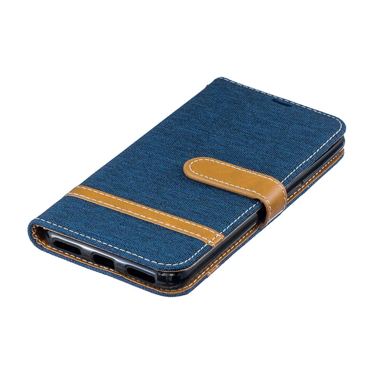 Color Matching Denim Texture Leather Case for Huawei Y6 2019 / Y6 Pro 2019, with Holder & Card Slots & Wallet & Lanyard