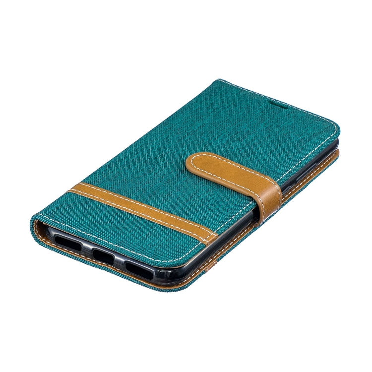 Color Matching Denim Texture Leather Case for Huawei Y6 2019 / Y6 Pro 2019, with Holder & Card Slots & Wallet & Lanyard