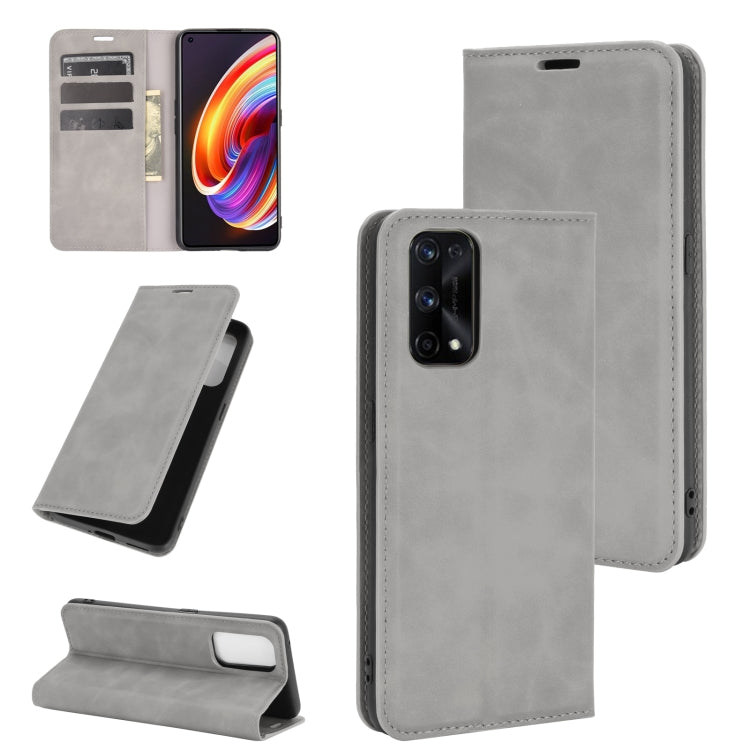 For OPPO Realme X7 Pro Retro-skin Business Magnetic Suction Leather Case with Holder & Card Slots & Wallet