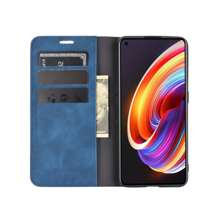 For OPPO Realme X7 Pro Retro-skin Business Magnetic Suction Leather Case with Holder & Card Slots & Wallet
