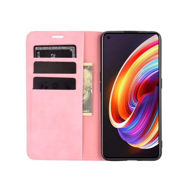 For OPPO Realme X7 Pro Retro-skin Business Magnetic Suction Leather Case with Holder & Card Slots & Wallet