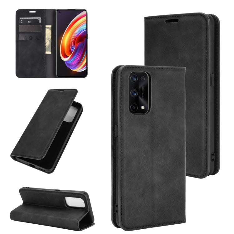 For Oppo Realme X7 Retro-skin Business Magnetic Suction Leather Case with Holder & Card Slots & Wallet