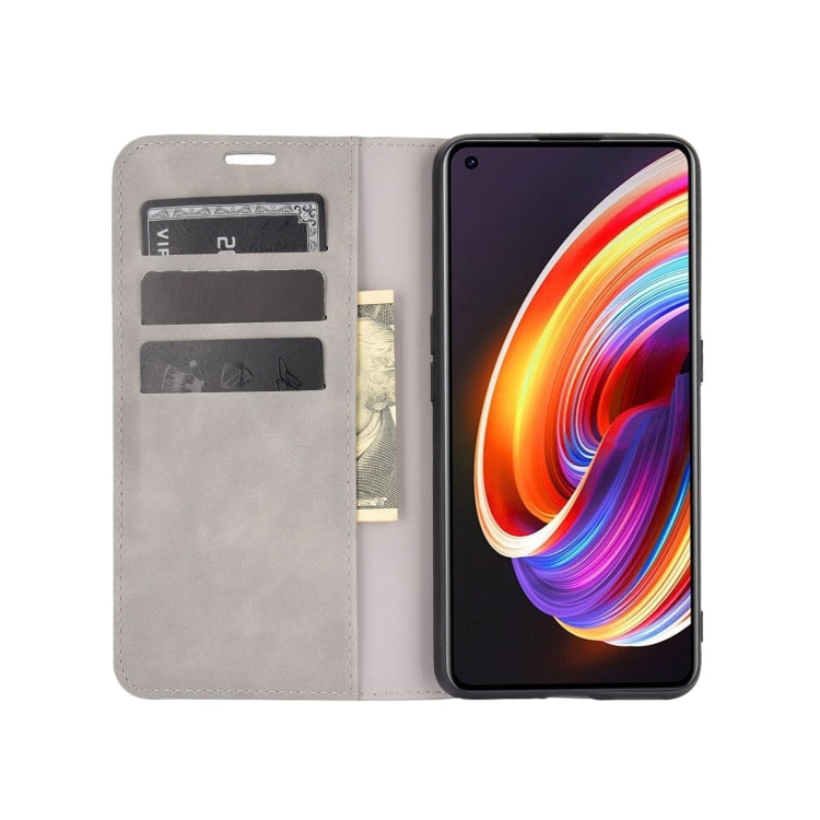 For Oppo Realme X7 Retro-skin Business Magnetic Suction Leather Case with Holder & Card Slots & Wallet