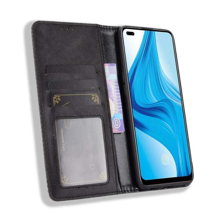 For OPPO F17 Pro / A93 / Reno4 Lite Magnetic Buckle Retro Crazy Horse Texture Horizontal Flip Leather Case with Holder & Card Slots & Photo Frame