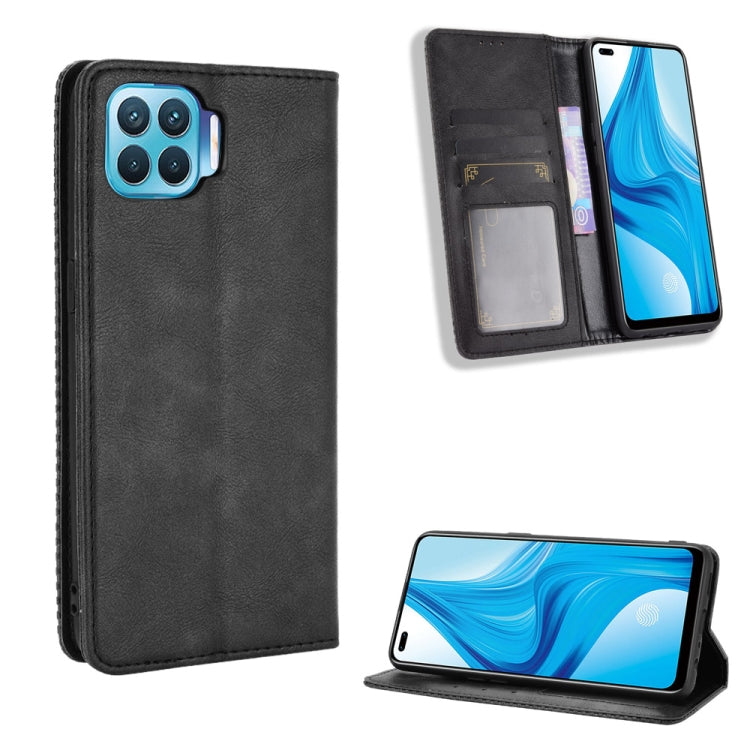 For OPPO F17 Pro / A93 / Reno4 Lite Magnetic Buckle Retro Crazy Horse Texture Horizontal Flip Leather Case with Holder & Card Slots & Photo Frame