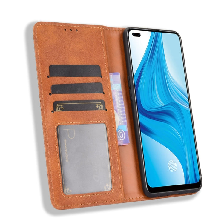 For OPPO F17 Pro / A93 / Reno4 Lite Magnetic Buckle Retro Crazy Horse Texture Horizontal Flip Leather Case with Holder & Card Slots & Photo Frame