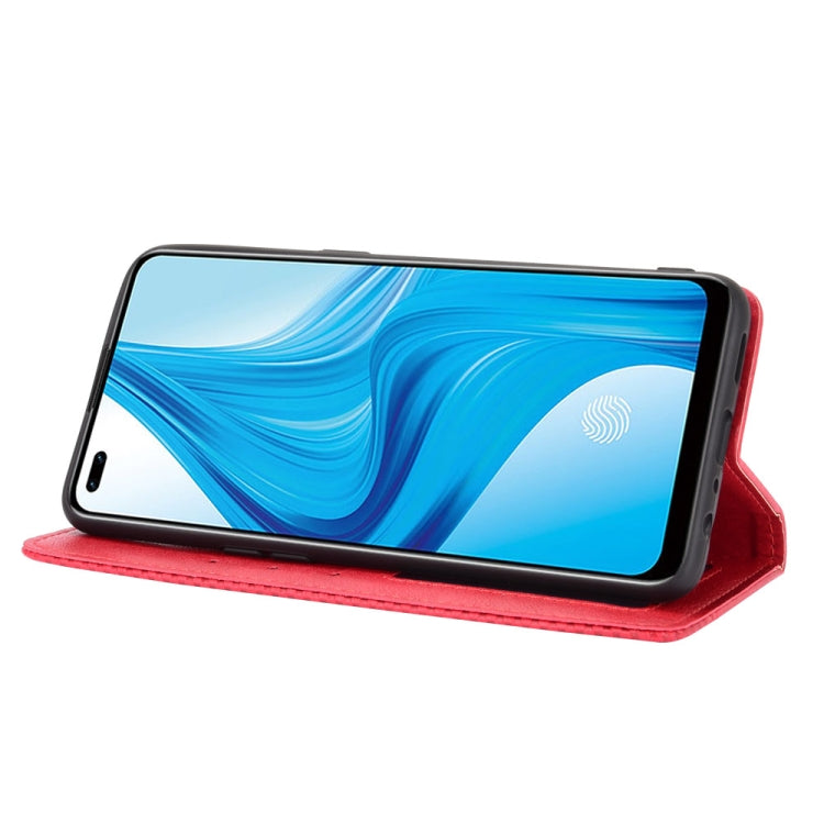 For OPPO F17 Pro / A93 / Reno4 Lite Magnetic Buckle Retro Crazy Horse Texture Horizontal Flip Leather Case with Holder & Card Slots & Photo Frame