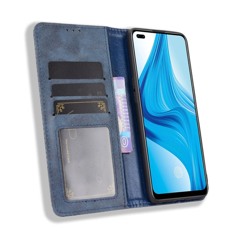 For OPPO F17 Pro / A93 / Reno4 Lite Magnetic Buckle Retro Crazy Horse Texture Horizontal Flip Leather Case with Holder & Card Slots & Photo Frame