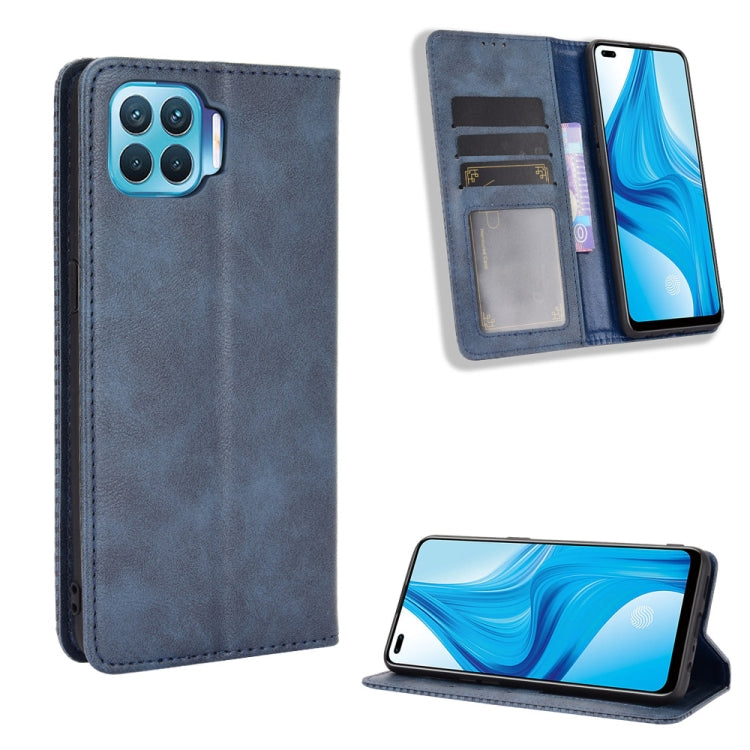 For OPPO F17 Pro / A93 / Reno4 Lite Magnetic Buckle Retro Crazy Horse Texture Horizontal Flip Leather Case with Holder & Card Slots & Photo Frame