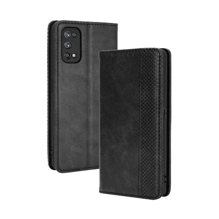For OPPO Realme 7 Pro Magnetic Buckle Retro Crazy Horse Texture Horizontal Flip Leather Case , with Holder & Card Slots & Photo Frame