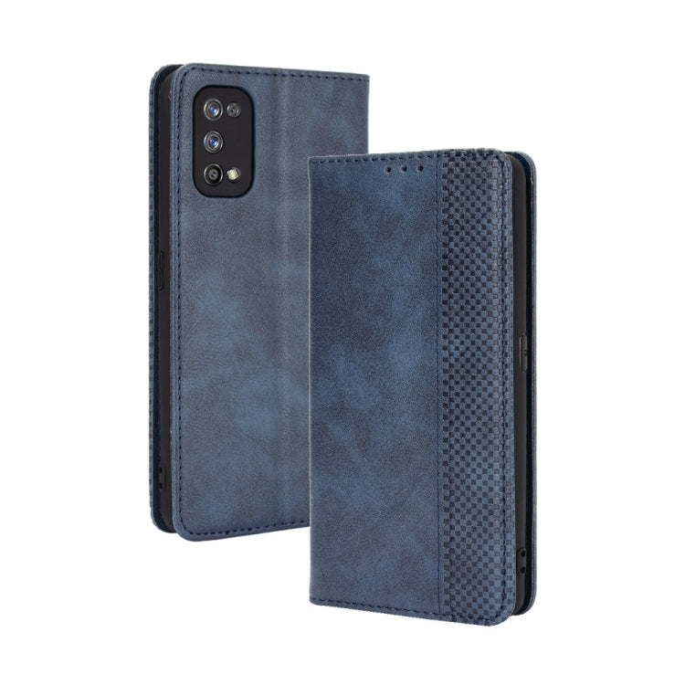 For OPPO Realme 7 Pro Magnetic Buckle Retro Crazy Horse Texture Horizontal Flip Leather Case , with Holder & Card Slots & Photo Frame