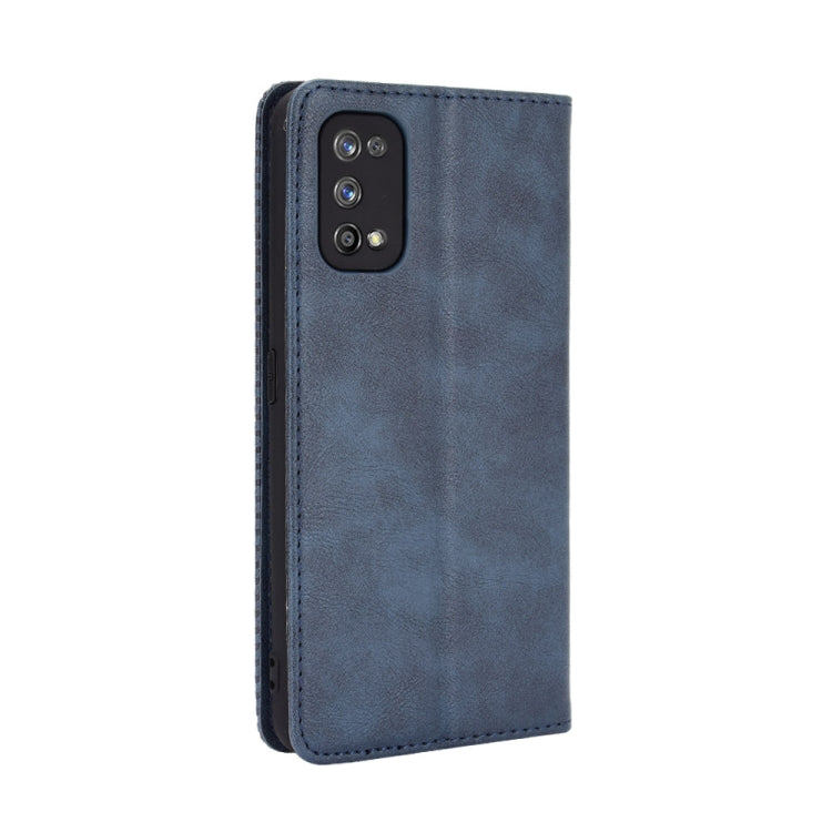For OPPO Realme 7 Pro Magnetic Buckle Retro Crazy Horse Texture Horizontal Flip Leather Case , with Holder & Card Slots & Photo Frame
