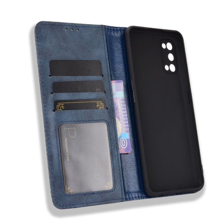 For OPPO Realme 7 Pro Magnetic Buckle Retro Crazy Horse Texture Horizontal Flip Leather Case , with Holder & Card Slots & Photo Frame