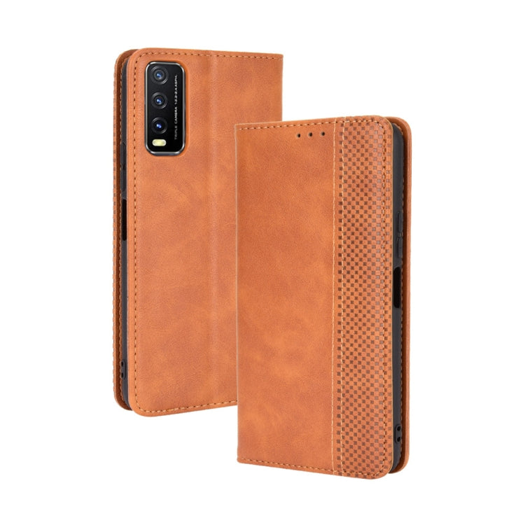 For vivo Y20/ Y20i Magnetic Buckle Retro Crazy Horse Texture Horizontal Flip Leather Case , with Holder & Card Slots & Photo Frame