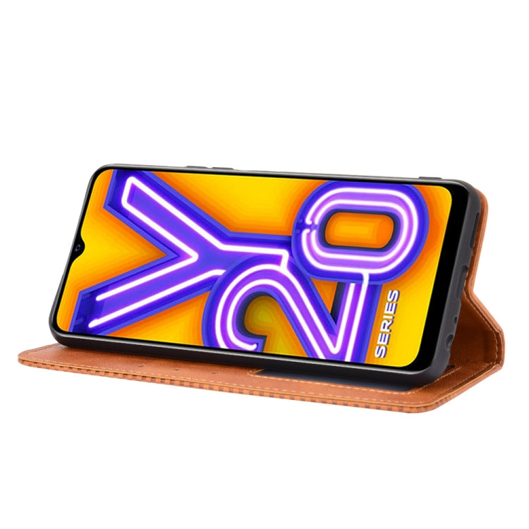 For vivo Y20/ Y20i Magnetic Buckle Retro Crazy Horse Texture Horizontal Flip Leather Case , with Holder & Card Slots & Photo Frame