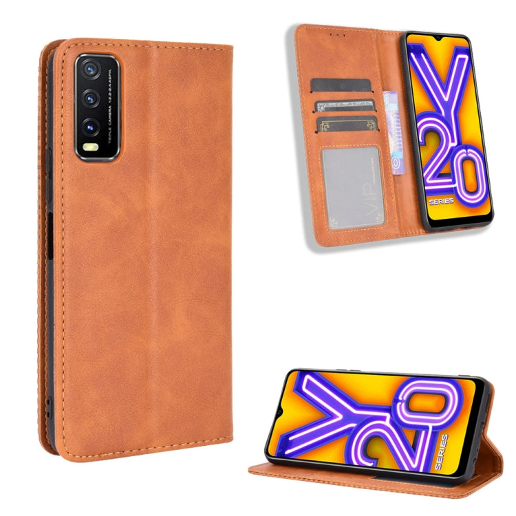 For vivo Y20/ Y20i Magnetic Buckle Retro Crazy Horse Texture Horizontal Flip Leather Case , with Holder & Card Slots & Photo Frame