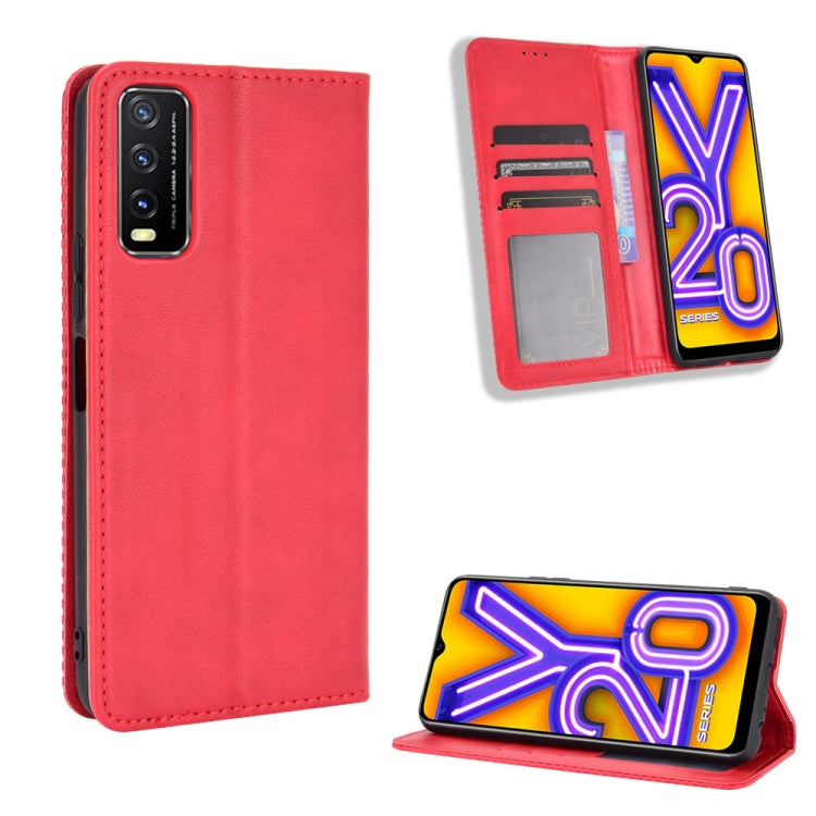 For vivo Y20/ Y20i Magnetic Buckle Retro Crazy Horse Texture Horizontal Flip Leather Case , with Holder & Card Slots & Photo Frame