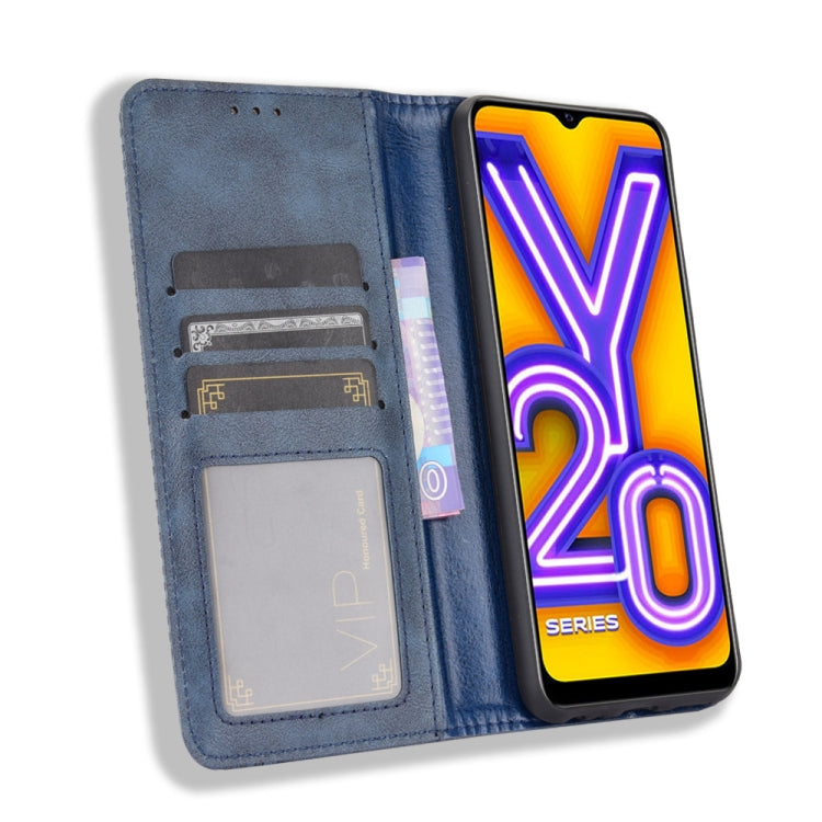 For vivo Y20/ Y20i Magnetic Buckle Retro Crazy Horse Texture Horizontal Flip Leather Case , with Holder & Card Slots & Photo Frame