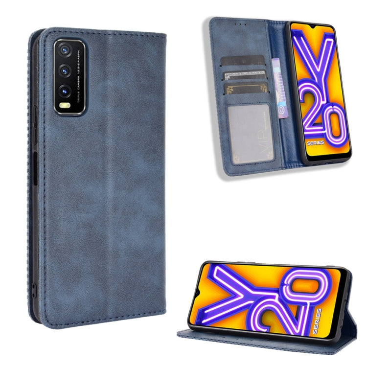 For vivo Y20/ Y20i Magnetic Buckle Retro Crazy Horse Texture Horizontal Flip Leather Case , with Holder & Card Slots & Photo Frame