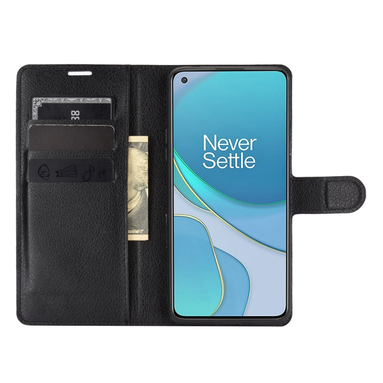 For OnePlus 8T Litchi Texture Horizontal Flip Protective Case with Holder & Card Slots & Wallet