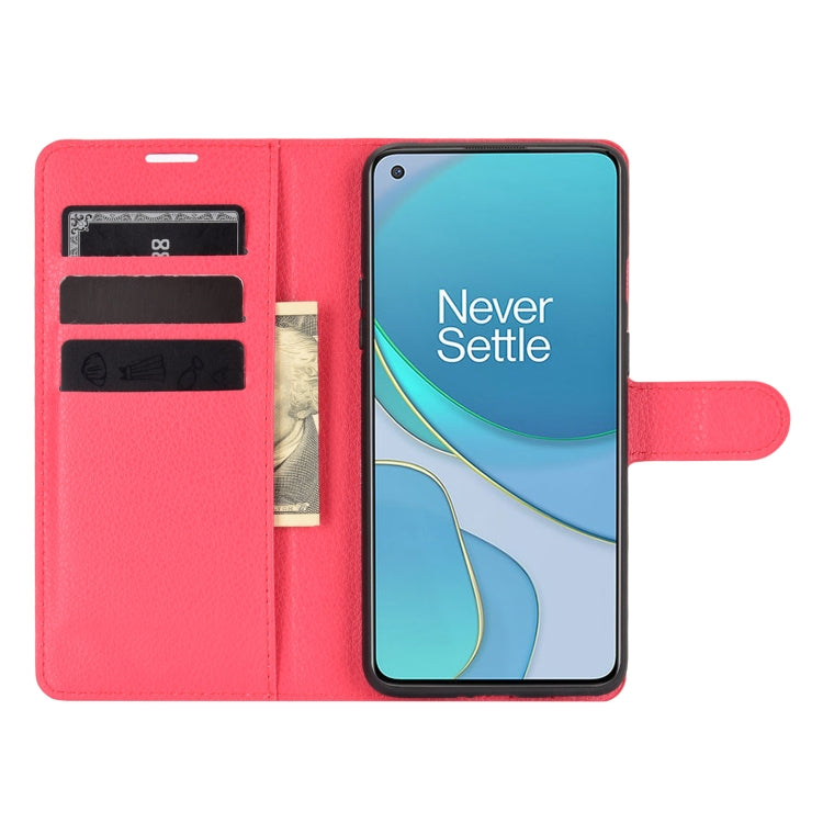 For OnePlus 8T Litchi Texture Horizontal Flip Protective Case with Holder & Card Slots & Wallet