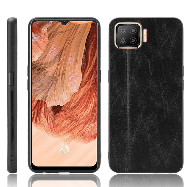 For OPPO F17/A73 Shockproof Sewing Cow Pattern Skin PC + PU + TPU Case