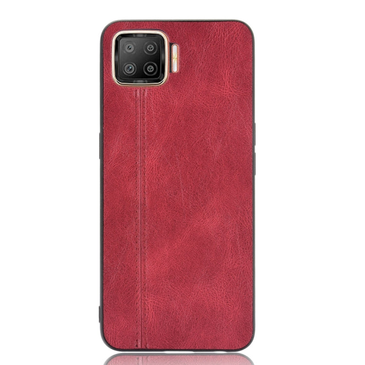 For OPPO F17/A73 Shockproof Sewing Cow Pattern Skin PC + PU + TPU Case