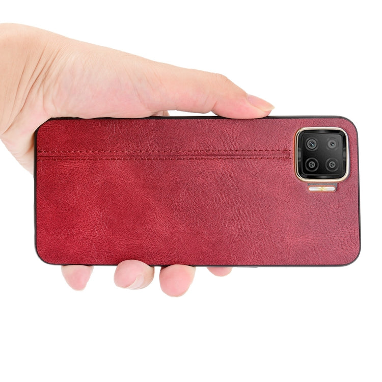 For OPPO F17/A73 Shockproof Sewing Cow Pattern Skin PC + PU + TPU Case