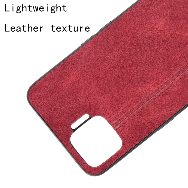 For OPPO F17/A73 Shockproof Sewing Cow Pattern Skin PC + PU + TPU Case