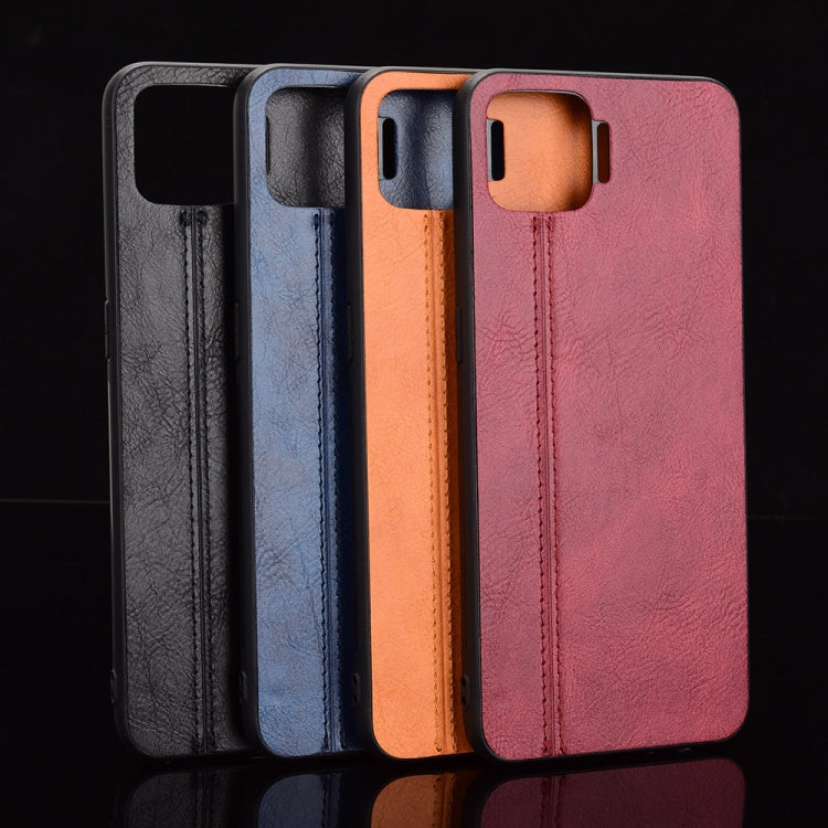 For OPPO F17/A73 Shockproof Sewing Cow Pattern Skin PC + PU + TPU Case