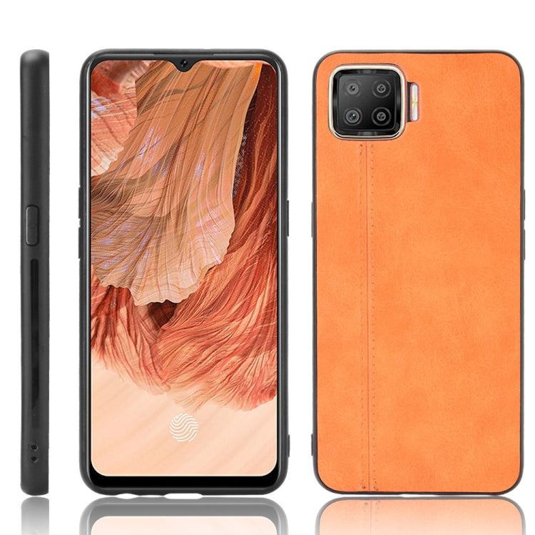 For OPPO F17/A73 Shockproof Sewing Cow Pattern Skin PC + PU + TPU Case