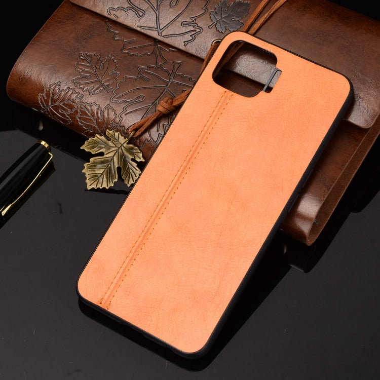 For OPPO F17/A73 Shockproof Sewing Cow Pattern Skin PC + PU + TPU Case