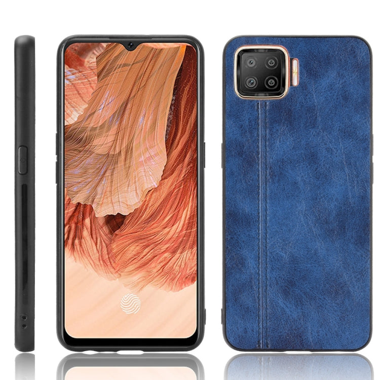 For OPPO F17/A73 Shockproof Sewing Cow Pattern Skin PC + PU + TPU Case