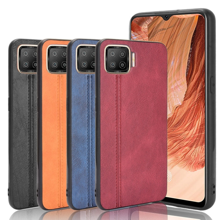 For OPPO F17/A73 Shockproof Sewing Cow Pattern Skin PC + PU + TPU Case