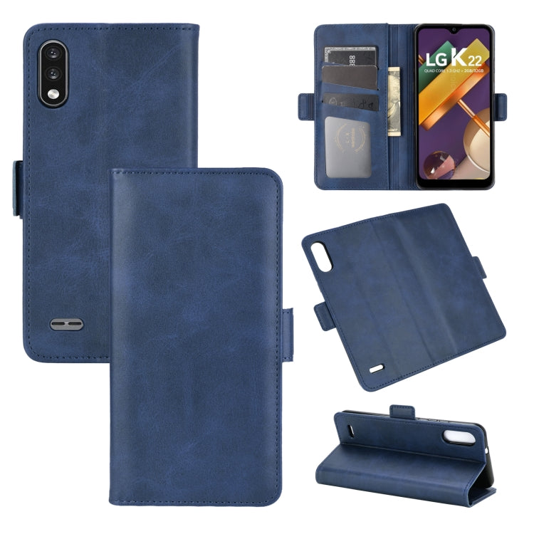 For LG K22 Dual-side Magnetic Buckle Horizontal Flip Leather Case with Holder & Card Slots & Wallet