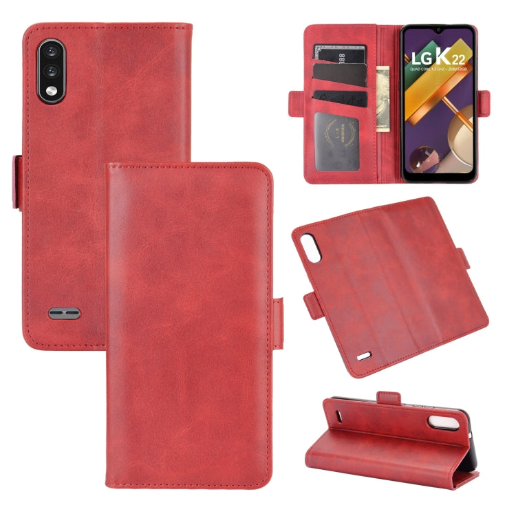 For LG K22 Dual-side Magnetic Buckle Horizontal Flip Leather Case with Holder & Card Slots & Wallet