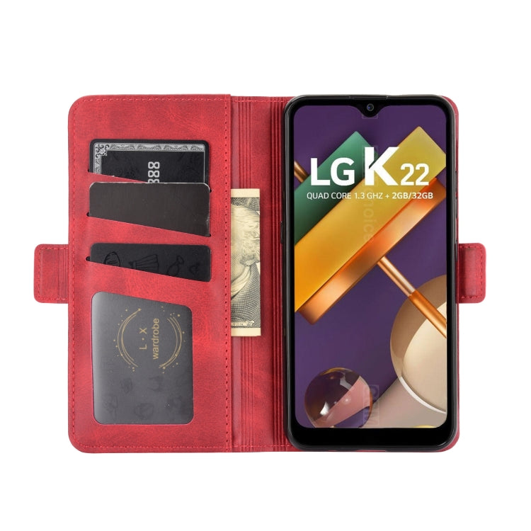 For LG K22 Dual-side Magnetic Buckle Horizontal Flip Leather Case with Holder & Card Slots & Wallet