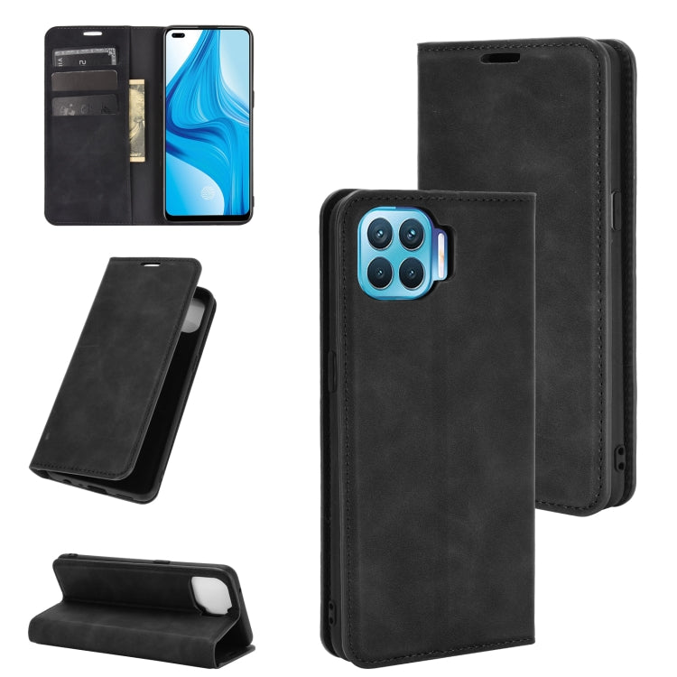 For OPPO F17 Pro Retro-skin Business Magnetic Suction Leather Case with Holder & Card Slots & Wallet