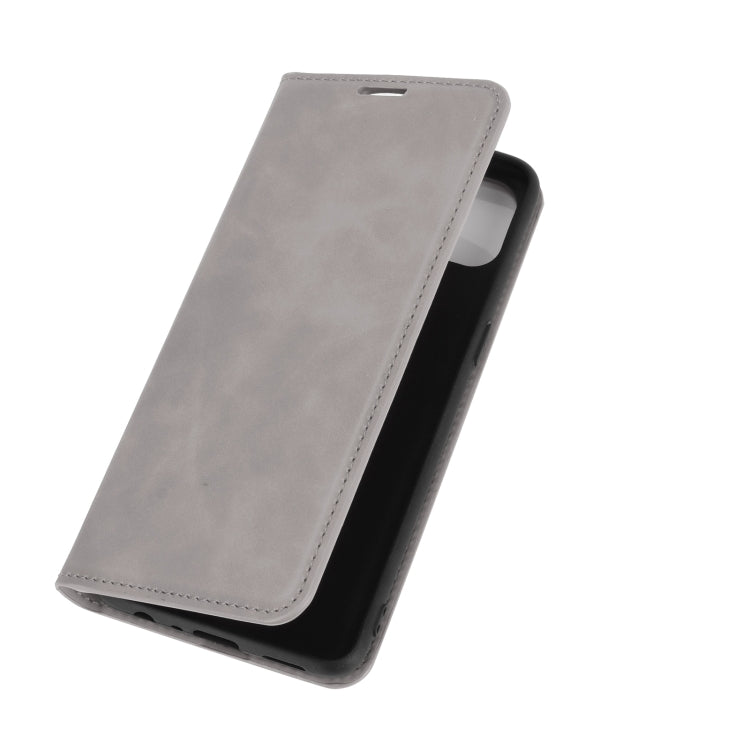 For OPPO F17 Pro Retro-skin Business Magnetic Suction Leather Case with Holder & Card Slots & Wallet