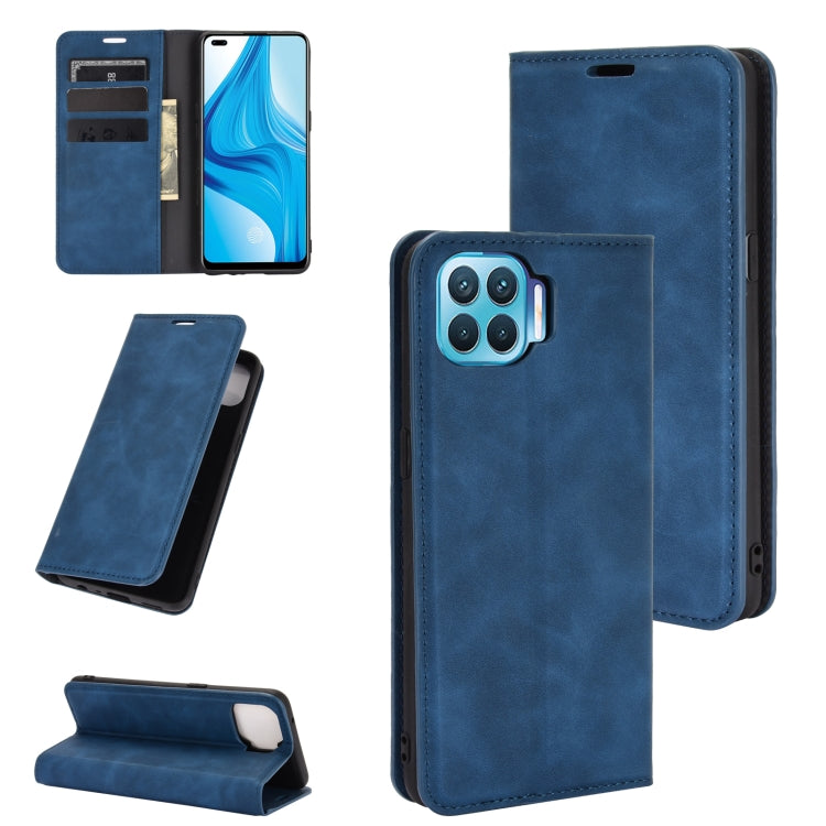 For OPPO F17 Pro Retro-skin Business Magnetic Suction Leather Case with Holder & Card Slots & Wallet