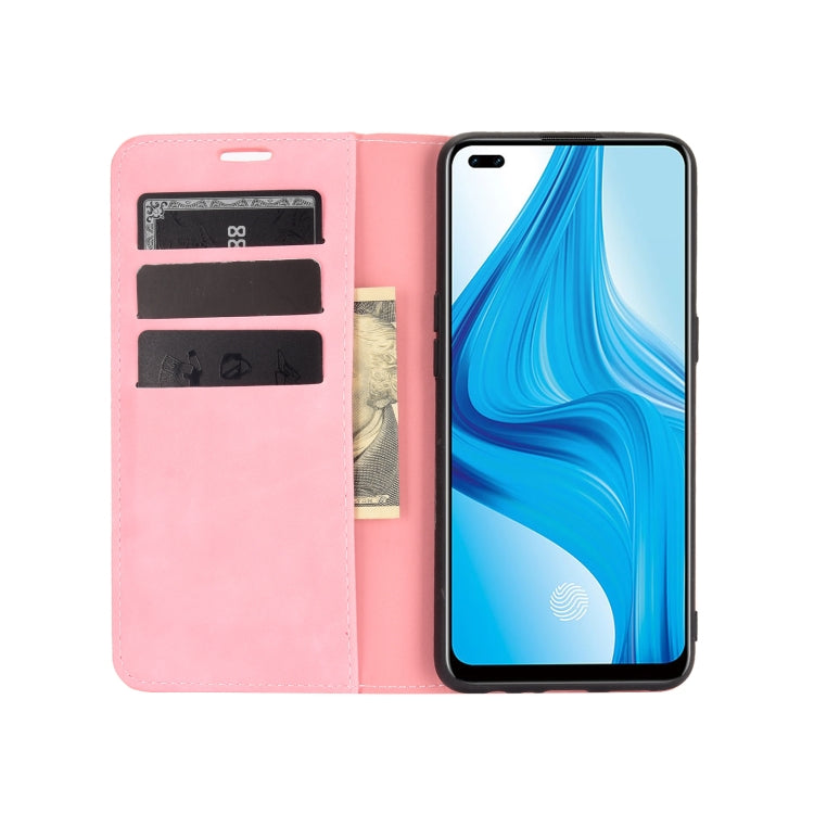 For OPPO F17 Pro Retro-skin Business Magnetic Suction Leather Case with Holder & Card Slots & Wallet