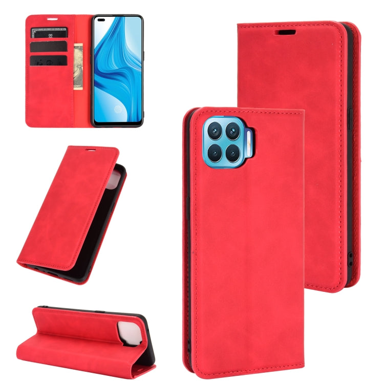 For OPPO F17 Pro Retro-skin Business Magnetic Suction Leather Case with Holder & Card Slots & Wallet