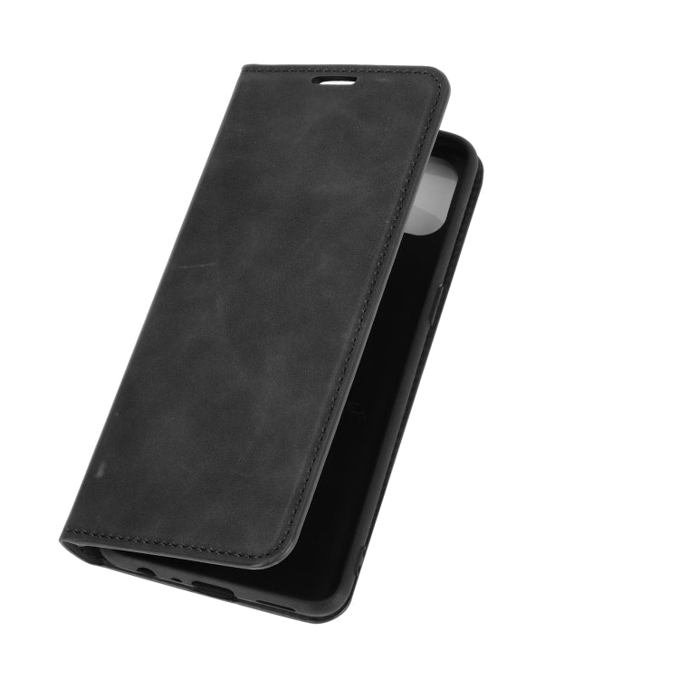 For OPPO F17 Retro-skin Business Magnetic Suction Leather Case with Holder & Card Slots & Wallet