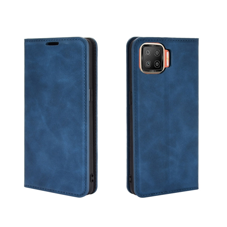 For OPPO F17 Retro-skin Business Magnetic Suction Leather Case with Holder & Card Slots & Wallet