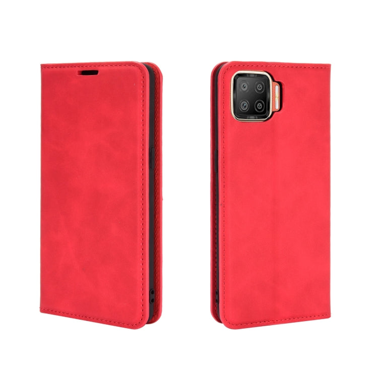 For OPPO F17 Retro-skin Business Magnetic Suction Leather Case with Holder & Card Slots & Wallet