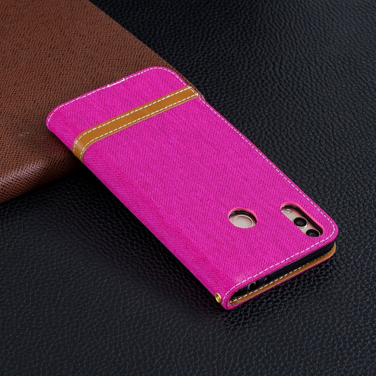 Color Matching Denim Texture Leather Case for Huawei Honor 8C, with Holder & Card Slots & Wallet & Lanyard