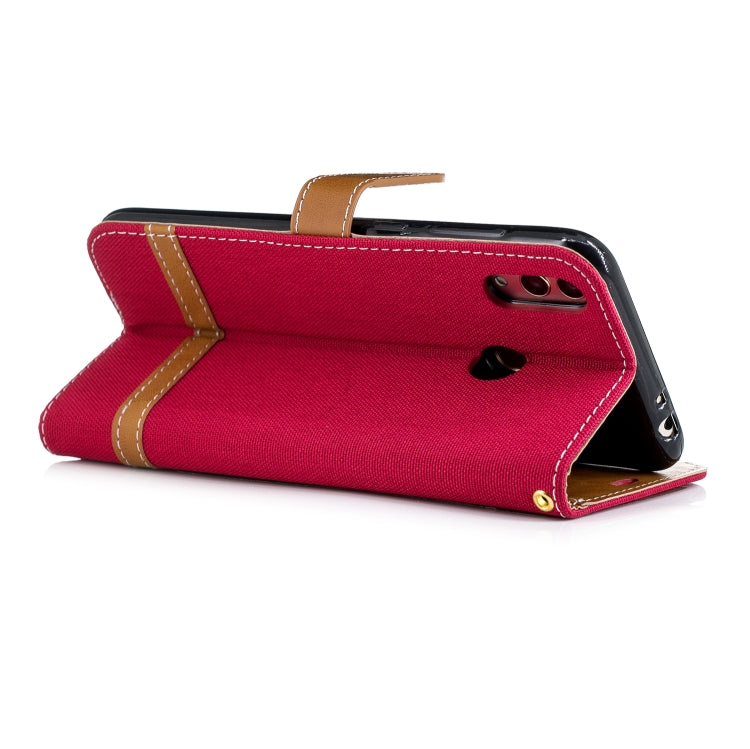 Color Matching Denim Texture Leather Case for Huawei Honor 8C, with Holder & Card Slots & Wallet & Lanyard